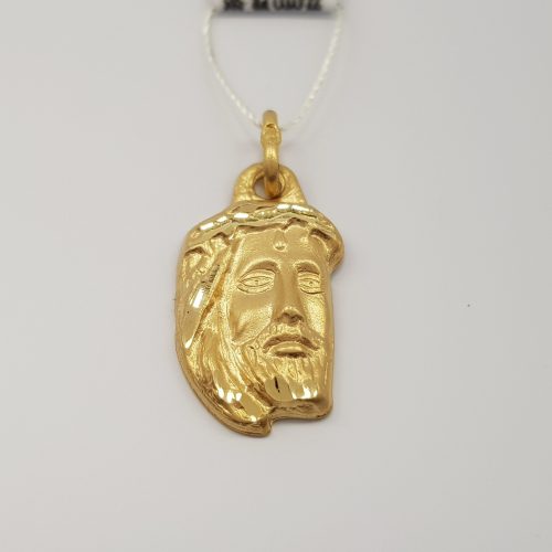Medalik złoty - głowa Chrystusa większa w żółtym złocie
