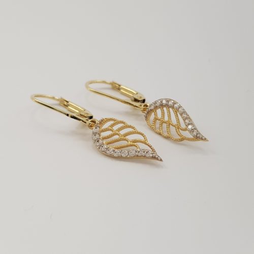 Najmodniejsze kolczyki złote  - skrzydła z cyrkoniami