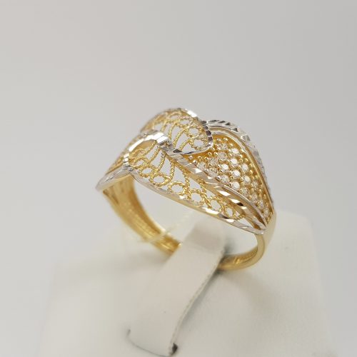 Szeroki ażurowy pierścionek złoty