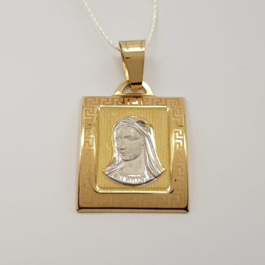 Nowoczesny medalik złoty w złocie dwukolorowym